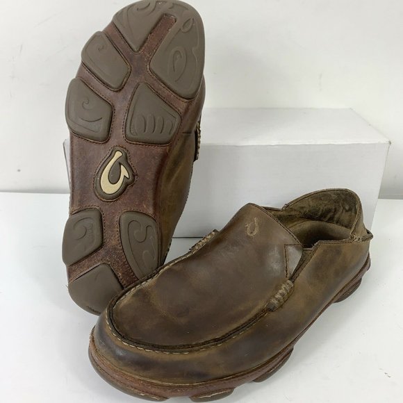 OluKai Other - OluKai Moloa Brown Leather Slip On Loafers Men 9